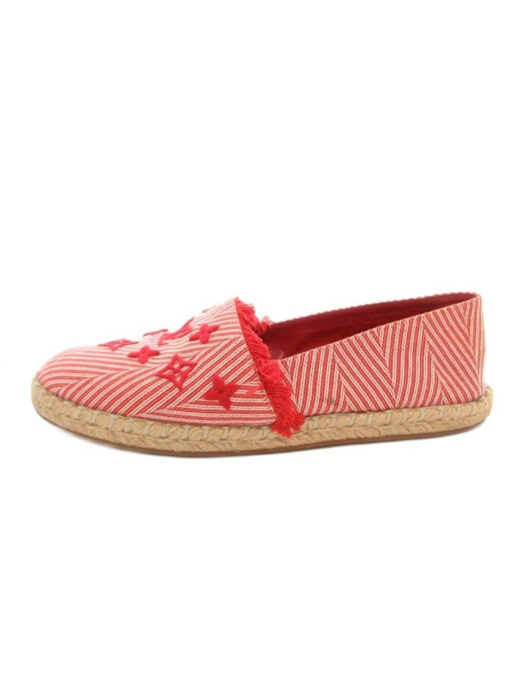 Louis Vuitton Slip on Shoes Canvas Espadrilles Monogram Embroidery 39.5 Red - Picture 2 of 9